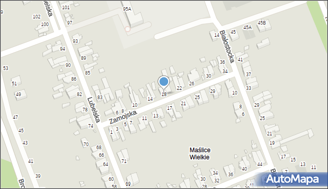 Wrocław, Zamojska, 18, mapa Wrocławia