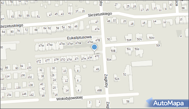 Wrocław, Zagłoby Jana Onufrego, 47D, mapa Wrocławia