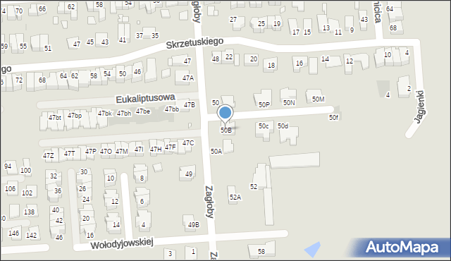 Wrocław, Zagłoby Jana Onufrego, 50B, mapa Wrocławia