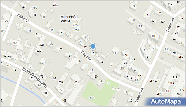 Wrocław, Zagony, 15, mapa Wrocławia