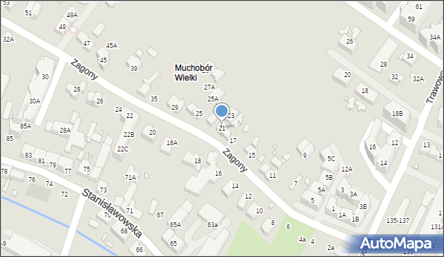 Wrocław, Zagony, 21, mapa Wrocławia