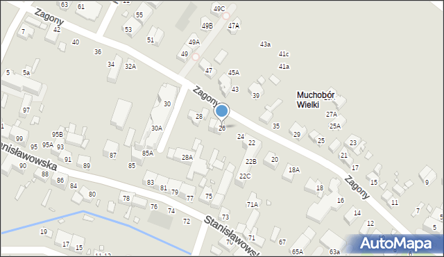 Wrocław, Zagony, 26, mapa Wrocławia