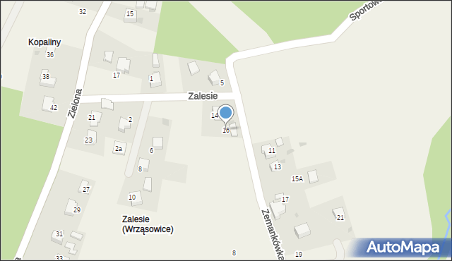 Wrząsowice, Zalesie, 16, mapa Wrząsowice