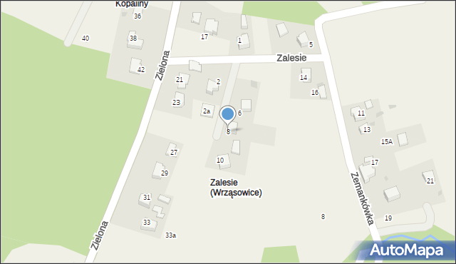 Wrząsowice, Zalesie, 8, mapa Wrząsowice