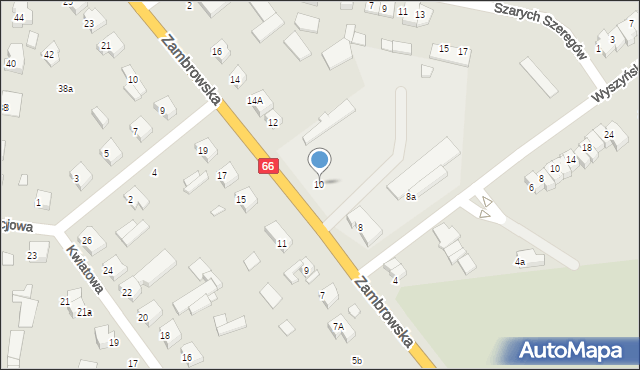 Wysokie Mazowieckie, Zambrowska, 10, mapa Wysokie Mazowieckie