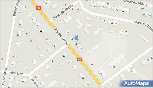 Wysokie Mazowieckie, Zambrowska, 14A, mapa Wysokie Mazowieckie