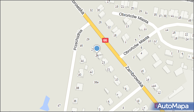 Wysokie Mazowieckie, Zambrowska, 25, mapa Wysokie Mazowieckie