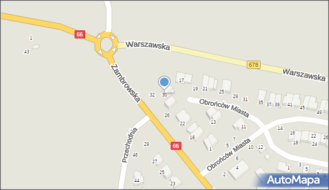 Wysokie Mazowieckie, Zambrowska, 30, mapa Wysokie Mazowieckie