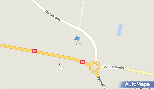 Wysokie Mazowieckie, Zambrowska, 34, mapa Wysokie Mazowieckie