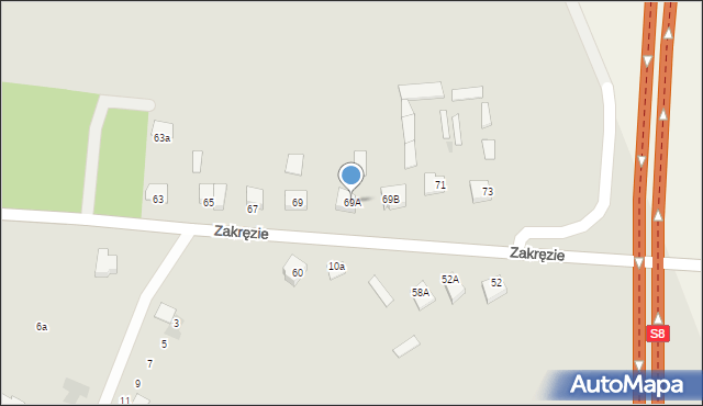 Wyszków, Zakręzie, 69A, mapa Wyszków