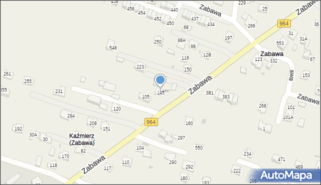 Zabawa, Zabawa, 145, mapa Zabawa