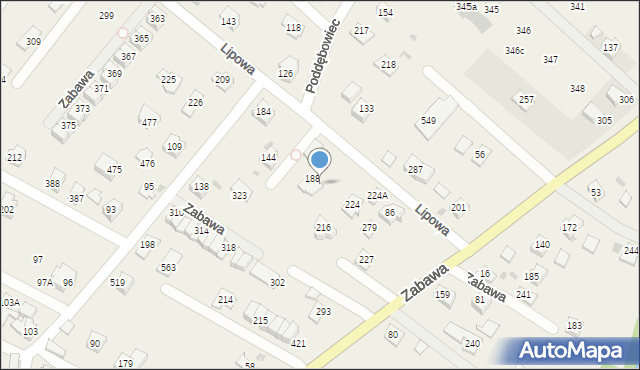 Zabawa, Zabawa, 188A, mapa Zabawa