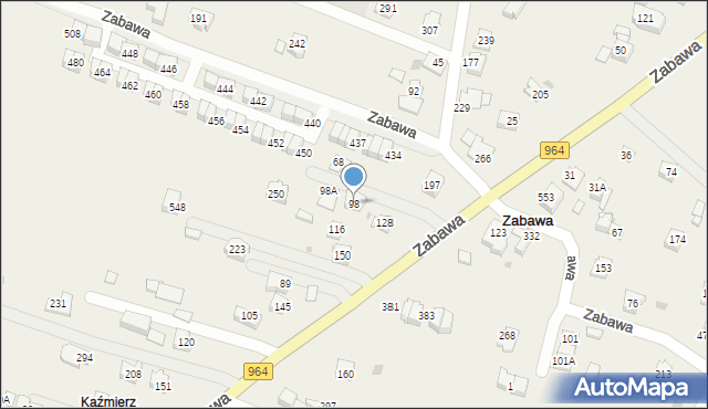 Zabawa, Zabawa, 98, mapa Zabawa