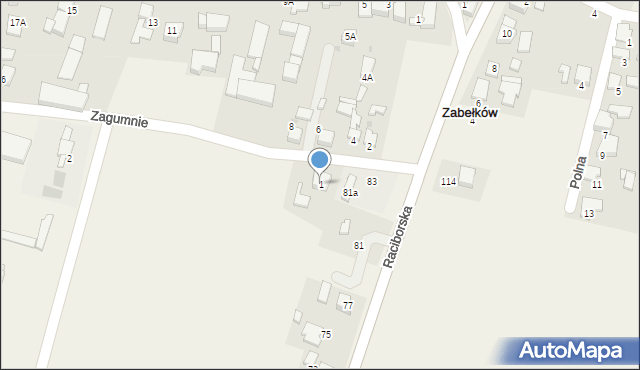 Zabełków, Zagumnie, 1, mapa Zabełków