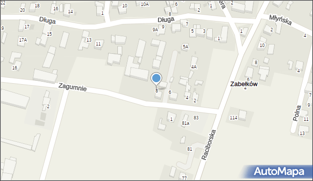 Zabełków, Zagumnie, 8, mapa Zabełków