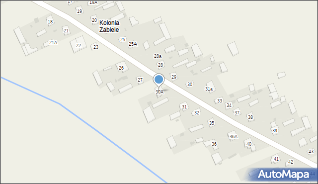 Zabiele, Zabiele, 30A, mapa Zabiele