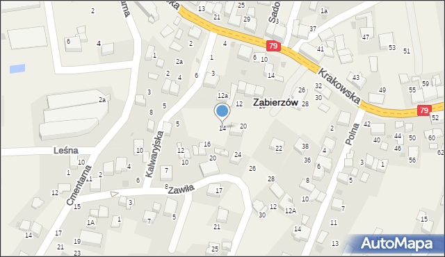 Zabierzów, Zawiła, 14, mapa Zabierzów