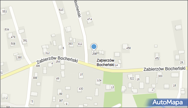 Zabierzów Bocheński, Zabierzów Bocheński, 208, mapa Zabierzów Bocheński