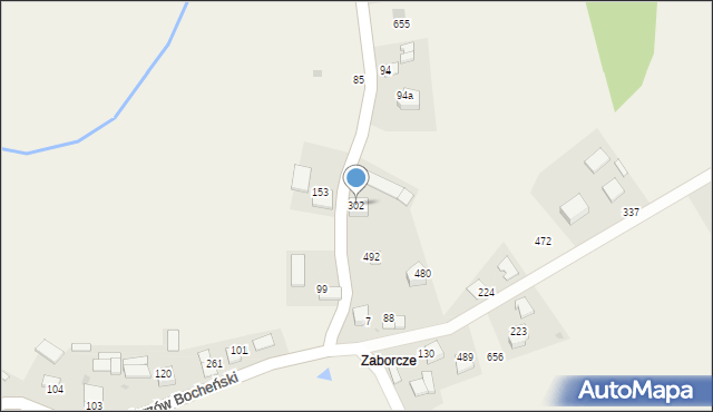 Zabierzów Bocheński, Zabierzów Bocheński, 302, mapa Zabierzów Bocheński