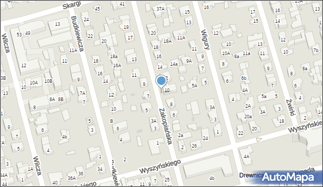 Ząbki, Zakopiańska, 10a, mapa Ząbki