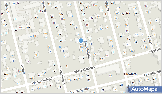 Ząbki, Zakopiańska, 3A, mapa Ząbki