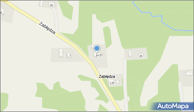 Zabłędza, Zabłędza, 27, mapa Zabłędza