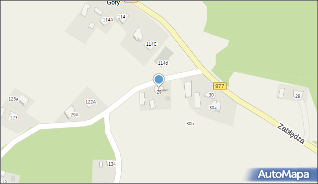 Zabłędza, Zabłędza, 29, mapa Zabłędza