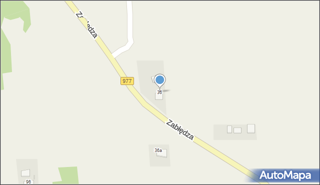 Zabłędza, Zabłędza, 36, mapa Zabłędza