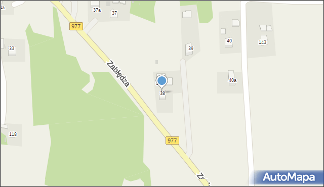 Zabłędza, Zabłędza, 38, mapa Zabłędza