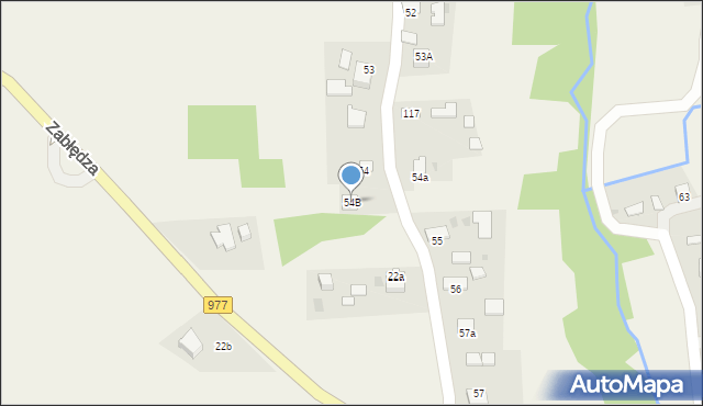 Zabłędza, Zabłędza, 54B, mapa Zabłędza