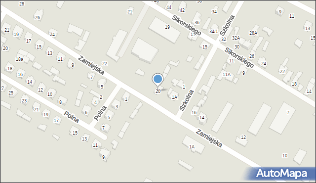 Zabłudów, Zamiejska, 20, mapa Zabłudów