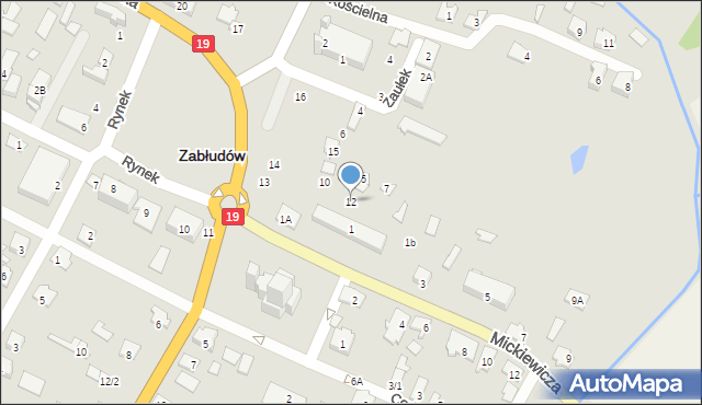 Zabłudów, Zaułek, 12, mapa Zabłudów