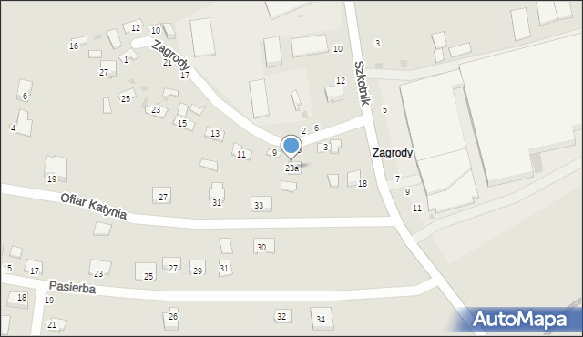 Żabno, Zagrody, 23a, mapa Żabno