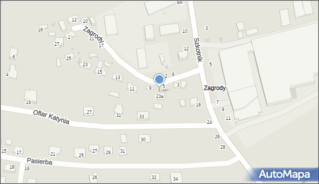 Żabno, Zagrody, 7, mapa Żabno