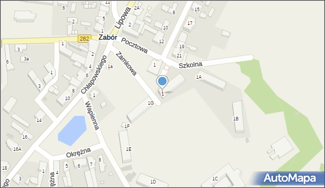 Zabór, Zamkowa, 1, mapa Zabór