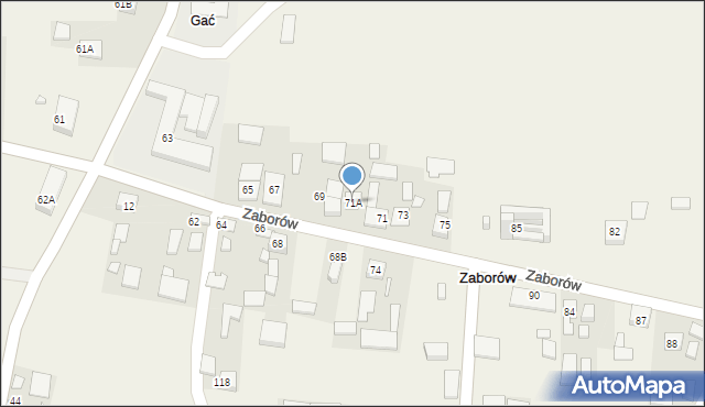 Zaborów, Zaborów, 71A, mapa Zaborów