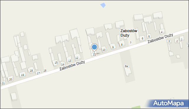 Zabostów Duży, Zabostów Duży, 11, mapa Zabostów Duży