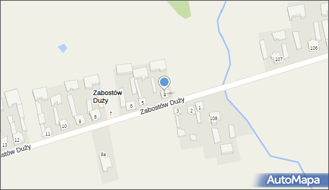 Zabostów Duży, Zabostów Duży, 4, mapa Zabostów Duży