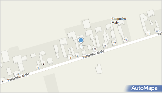 Zabostów Mały, Zabostów Mały, 1, mapa Zabostów Mały