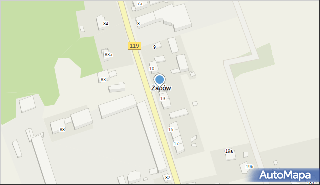 Żabów, Żabów, 12, mapa Żabów