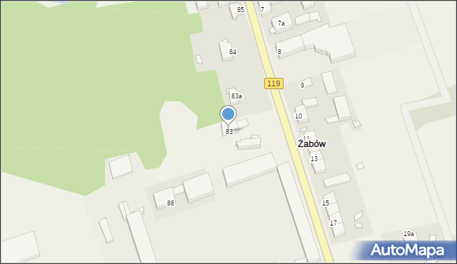 Żabów, Żabów, 83, mapa Żabów