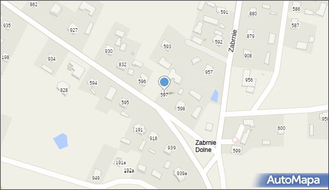 Zabrnie, Zabrnie Górne, 597, mapa Zabrnie