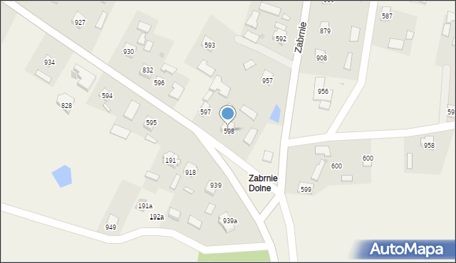 Zabrnie, Zabrnie Górne, 598, mapa Zabrnie