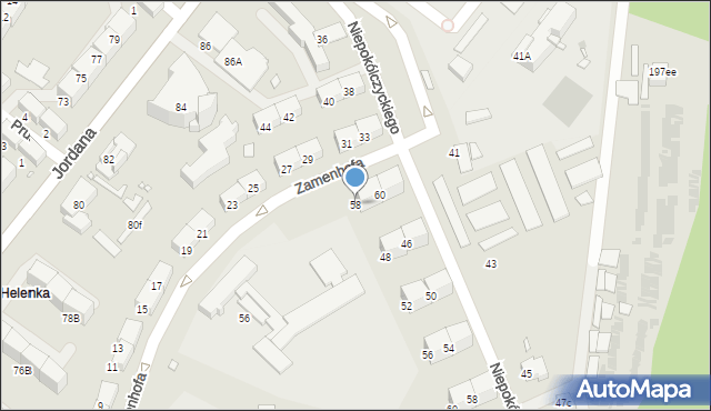 Zabrze, Zamenhofa Ludwika, dr., 58, mapa Zabrza