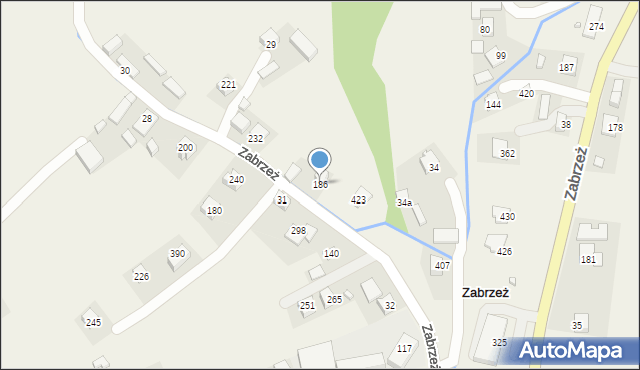 Zabrzeż, Zabrzeż, 186, mapa Zabrzeż