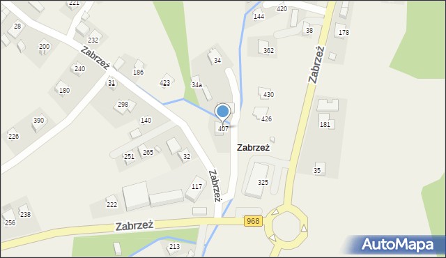 Zabrzeż, Zabrzeż, 407, mapa Zabrzeż