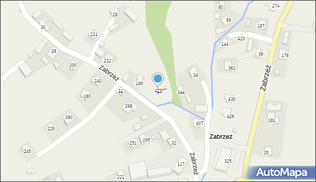 Zabrzeż, Zabrzeż, 423, mapa Zabrzeż