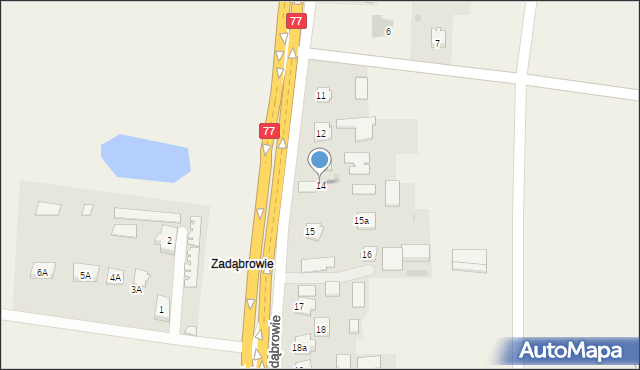 Zadąbrowie, Zadąbrowie, 14, mapa Zadąbrowie