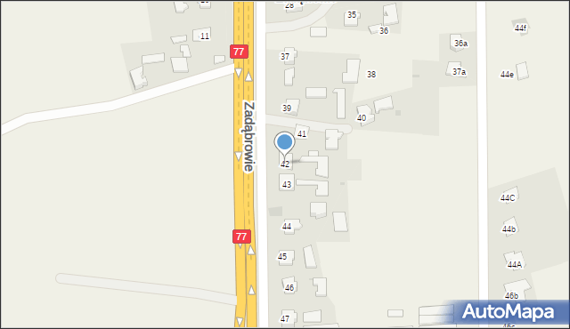 Zadąbrowie, Zadąbrowie, 42, mapa Zadąbrowie