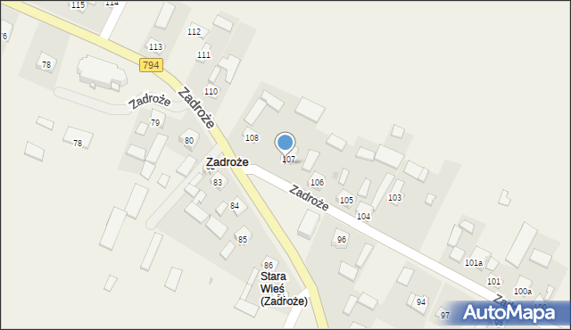 Zadroże, Zadroże, 107, mapa Zadroże